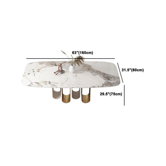 豪華な1/4/5/6/9ピース長方形のダイニングセット焼結ストーントップダイナーテーブルセット