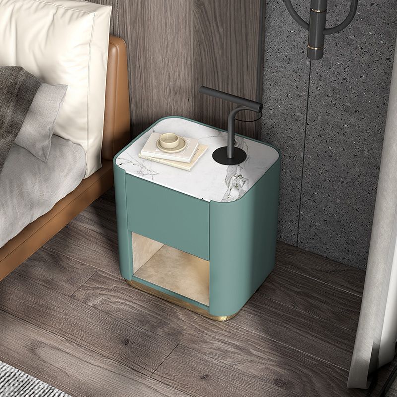 Contemporary Stone Top 1-Drawer, 1 Shelf Nightstand 21.65" Tall Nightstand Clearhalo 'Bedroom Furniture' 'furn' 'furn_night_stand' 'Furniture' 'night_stand' 'Nightstands' 1200x1200_50da02e8-73f2-47dd-a235-bb6254ad1559