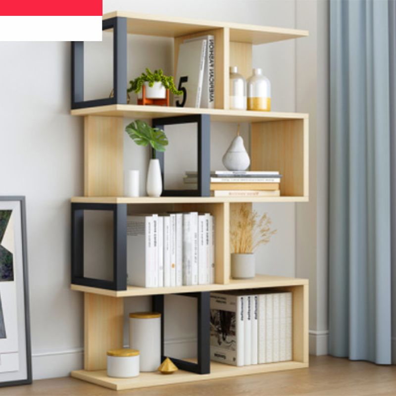 Wood Standard Bookcase Contemporary Style Open Back Bookshelf for Home Office Clearhalo 'Bookcases' 'Furniture' 'furniture_bookcases' 'Office Furniture' 1200x1200_50da6815-0ff3-41f4-b625-a6031bee9d02