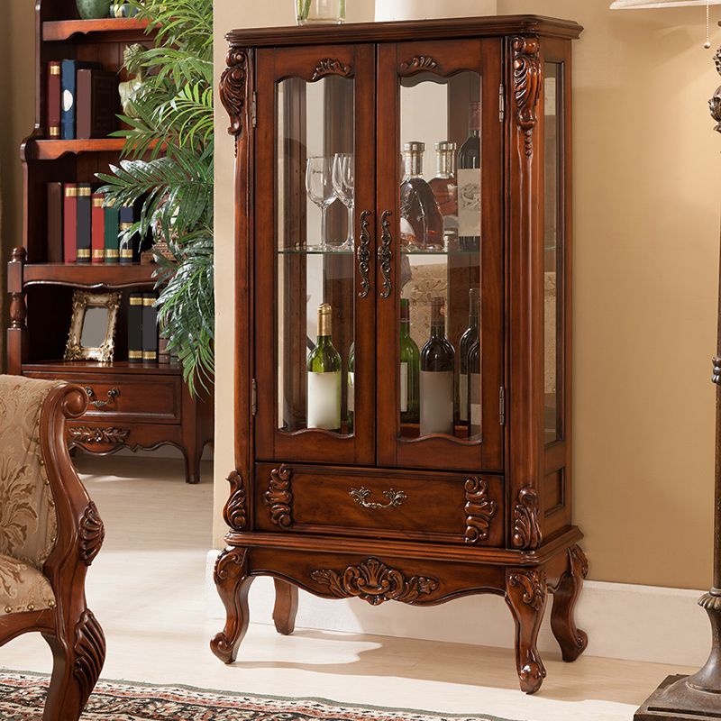 Traditional Curio Cabinet Birch Hutch Cabinet with Doors for Living Room Clearhalo 'Display & China Cabinets' 'display_china_cabinets' 'furn' 'furn_display_china_cabinets' 'Furniture' 'Kitchen & Dining Furniture' 1200x1200_50db222e-bbc5-417c-83a0-27f93acefdc9