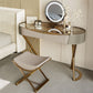 Glam Dressing Table Lighted Mirror 2-Drawer Bedroom Make-up Vanity