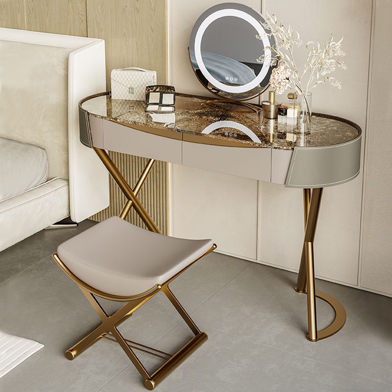 Glam Dressing Table Lighted Mirror 2-Drawer Bedroom Make-up Vanity