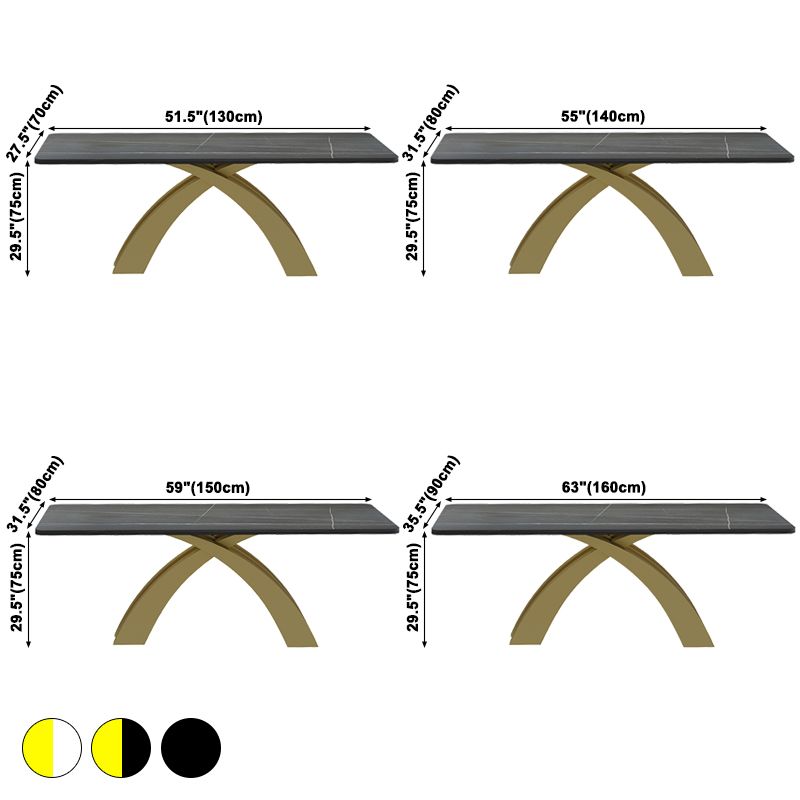 Glam Rectangle Shape Dining Table Sintered Stone Top Standard Dining Table for Kitchen Clearhalo ' dining_table' 'Dining Tables & Seating' 'Dining Tables' 'furn' 'furn_dining_table' 'Furniture' 'furniture_dining_table' 'Kitchen & Dining Furniture' 'kitchen&dining_furn' 'kitchen' 'kitchen_dining_table' 1200x1200_50de3c1b-cb91-4bea-a3ec-612e9a8a4a10