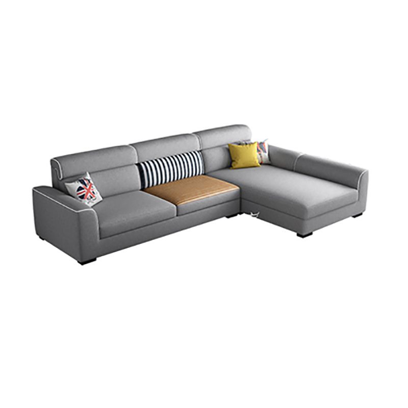 34.6"H Modern Linen/Faux Leather Square Arm Sofa& Chaise Lounge for Living Room Clearhalo 'furn' 'furn_sectionals' 'Furniture' 'furniture_sectionals' 'kitchen' 'kitchen_sectionals' 'Living Room Furniture' 'Sectionals' 1200x1200_50dedab0-a265-4383-ad6c-bf6837b07655