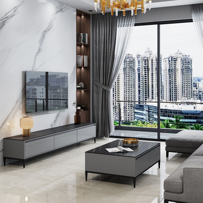 Black Slate TV Cabinet Modern Minimalist Home Closed TV Stand Console Clearhalo 'furn' 'furn_tv_stands_entertainment_centers' 'Furniture' 'Living Room Furniture' 'TV Stands & Entertainment Centers' 'TV Stands & Media Storage Furniture' 'tv_stands_entertainment_centers' 1200x1200_50e0a671-a608-4f31-995f-1d62db67c89f