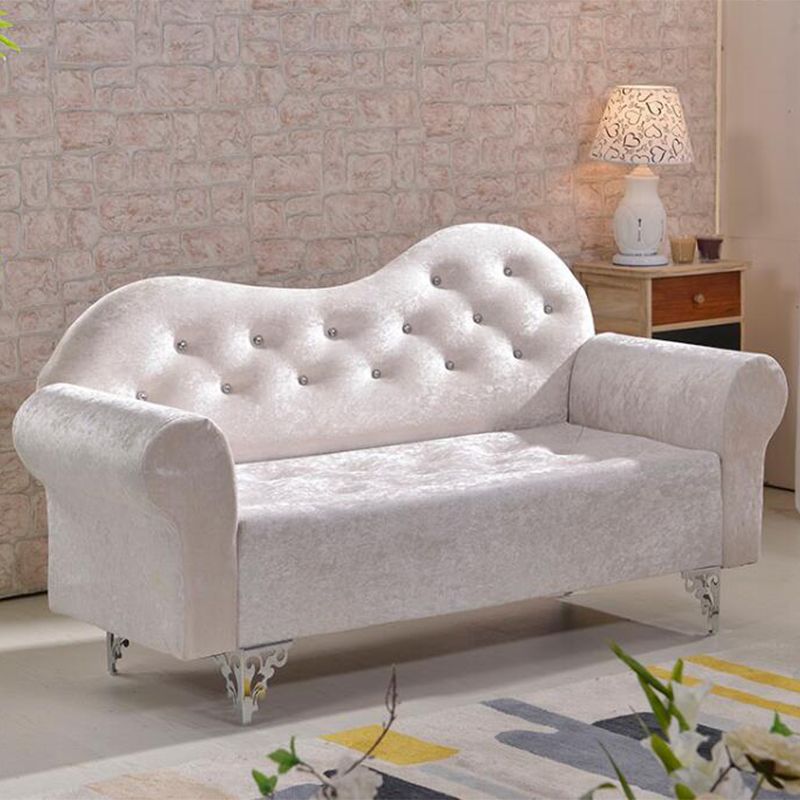 Tufted Split-Back Sofa Velvet Flared Arm Curved Sofa 33.46 inch High