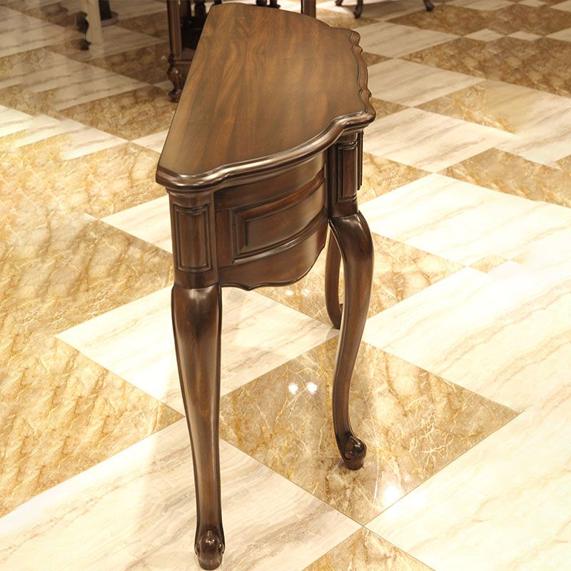 Free Form Shape Contemporary Console Table Brown Console Sofa Table for Hall