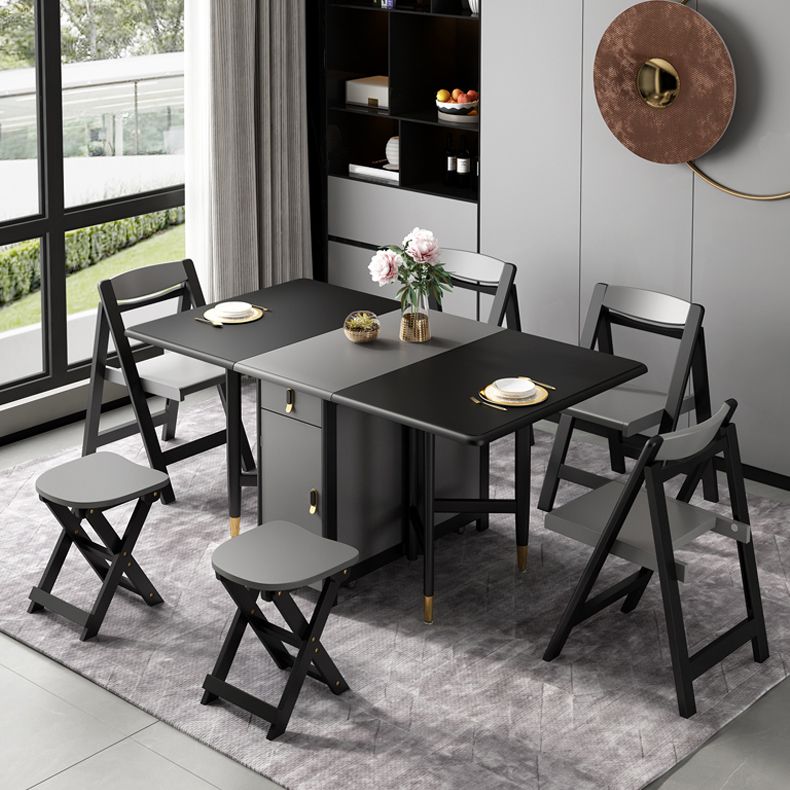 Rectangle Black Tone Dining Table Vintage Extendable Table for Dining Room Clearhalo ' dining_table' 'Dining Tables & Seating' 'Dining Tables' 'furn' 'furn_dining_table' 'Furniture' 'furniture_dining_table' 'Kitchen & Dining Furniture' 'kitchen&dining_furn' 'kitchen' 'kitchen_dining_table' 1200x1200_50e318f5-640e-4cd2-b260-057a18d0352e