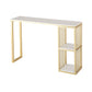 Glam Rectangle Bar Dining Table White Faux Marble Top Iron Indoor Bistro Table with Shelf Clearhalo 'Bar Furniture' 'Bar Tables' 'bar_tables' 'furn' 'furn_bar_tables' 'Furniture' 'furniture_bar_tables' 'Kitchen & Dining Furniture' 1200x1200_50e5409c-10f3-41db-bd3a-67e0ea518cca