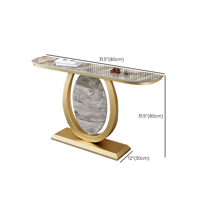 12 inch Wide Glam Console Table Half Moon Stone Accent Table with Legs Clearhalo 'Console Tables' 'console_tables' 'Entry & Mudroom Furniture' 'furn' 'furn_console_tables' 'Furniture' 1200x1200_50e6a462-00d2-46b8-8310-cb176f4efa64