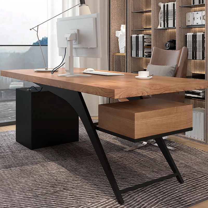 Contemporary Office Desk Rectangular Solid Wood Executive Desks Clearhalo 'furn' 'furn_office_desk' 'Furniture' 'Office Desks' 'Office Furniture' 'office_desk' 1200x1200_50e9be0e-66cd-4d25-93d2-8d079e50eb96