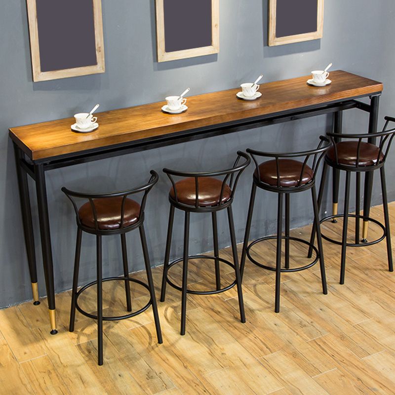 Table de tabouret de bar d'intérieur industriel, table de salle à manger en métal et bois