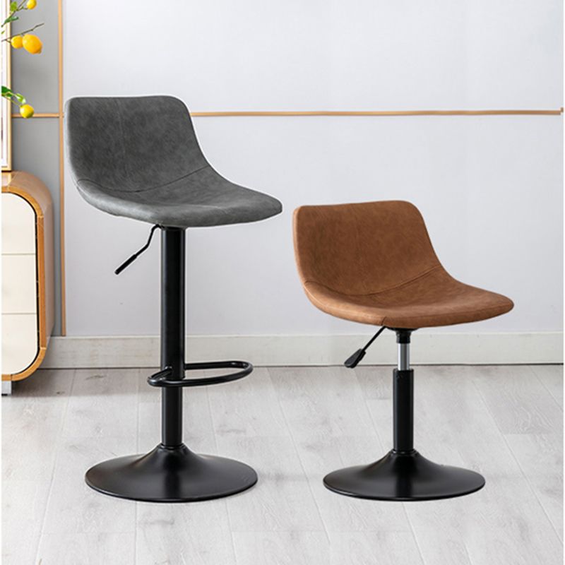 Modern Leather Adjustable Height Barstool Indoor Bar Stool with Low Back Clearhalo 'Bar Furniture' 'Bar Stools' 'bar_stools' 'furn' 'furn_bar_stools' 'Furniture' 'furniture_bar_stools' 'Kitchen & Dining Furniture' 1200x1200_50ee02b5-1506-4fac-8465-f2ff8e445536