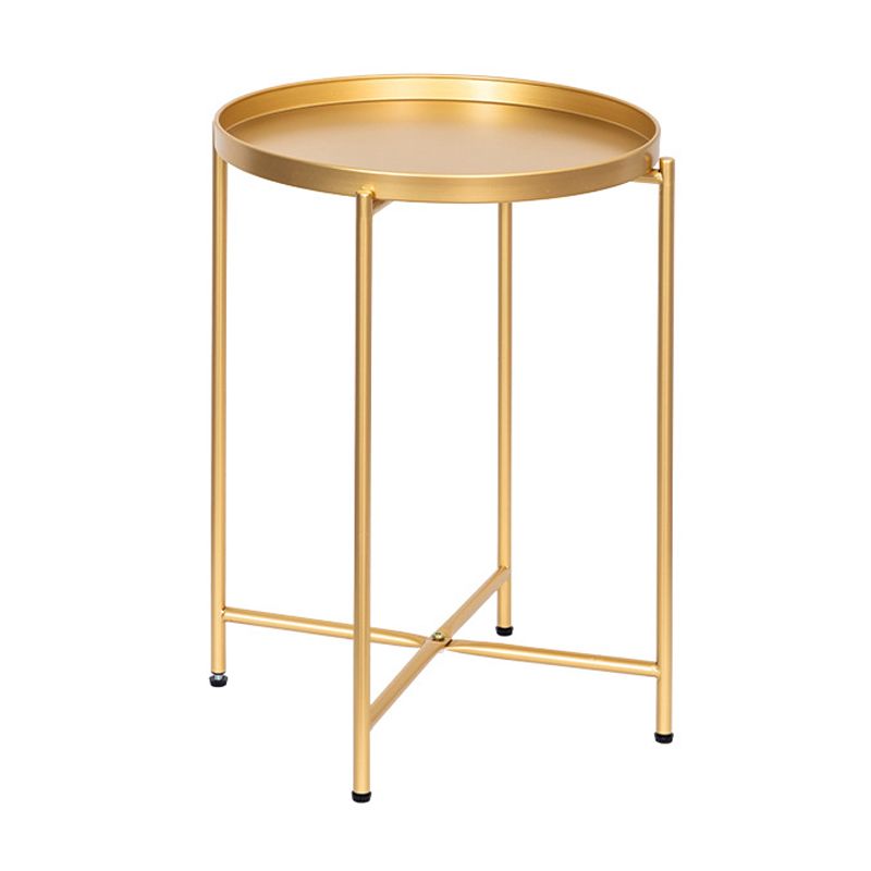 Mesa de las patas cruzadas modernas Mesa de esquina de la bandeja redonda de la parte superior del lado del lado