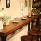 Dark Brown Modern Style Bar Table Solid Wood and Iron Coffee Shop Bar Table Clearhalo 'Bar Furniture' 'Bar Tables' 'bar_tables' 'furn' 'furn_bar_tables' 'Furniture' 'furniture_bar_tables' 'Kitchen & Dining Furniture' 1200x1200_50ee689c-1510-4aa8-a080-14836d191567
