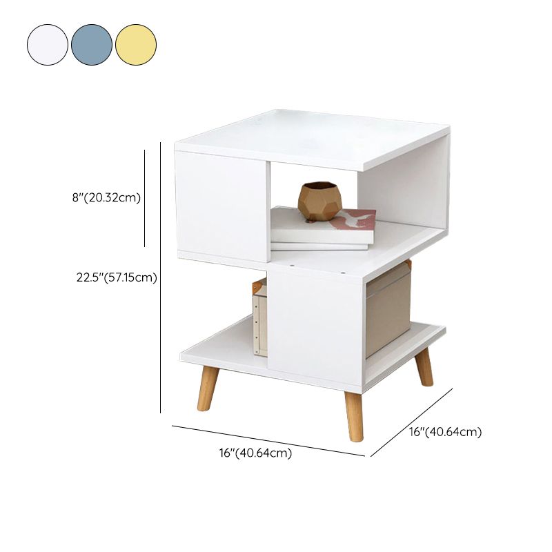 Table d'appoint en bois à double niveau de style moderniste géométrique pour le salon