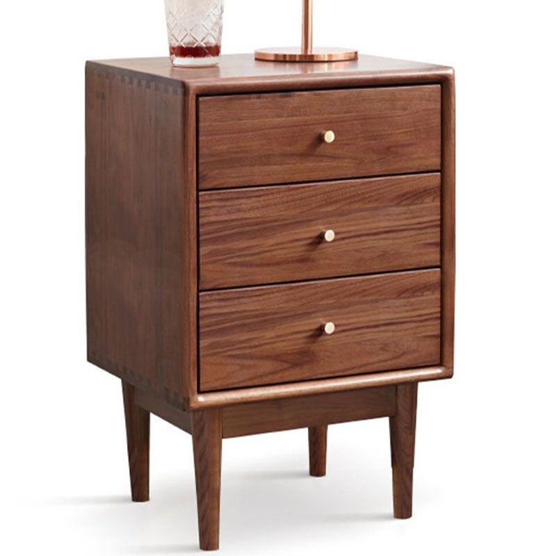 Mid Century Modern Wooden Bedside Cabinet with 4 Legs for Bedroom