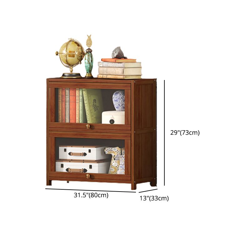 Estantería contemporánea de bambú marrón cerrada estantería con puerta para la oficina en casa
