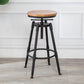 Industrial Metal Barstool Low Back Wood Footrest Adjustable Stool with Swivel