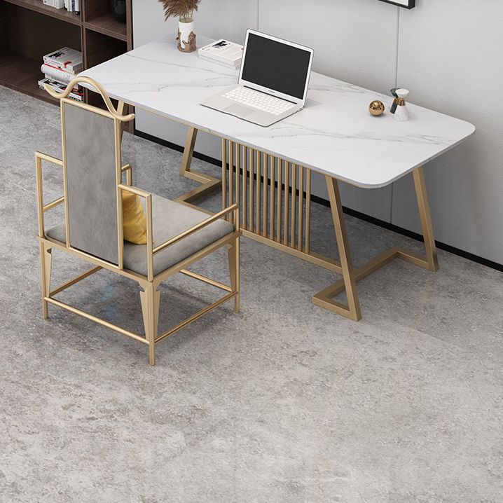 Scrivania per ufficio glam da 29,52 pollici rettangolare con gambe metalliche