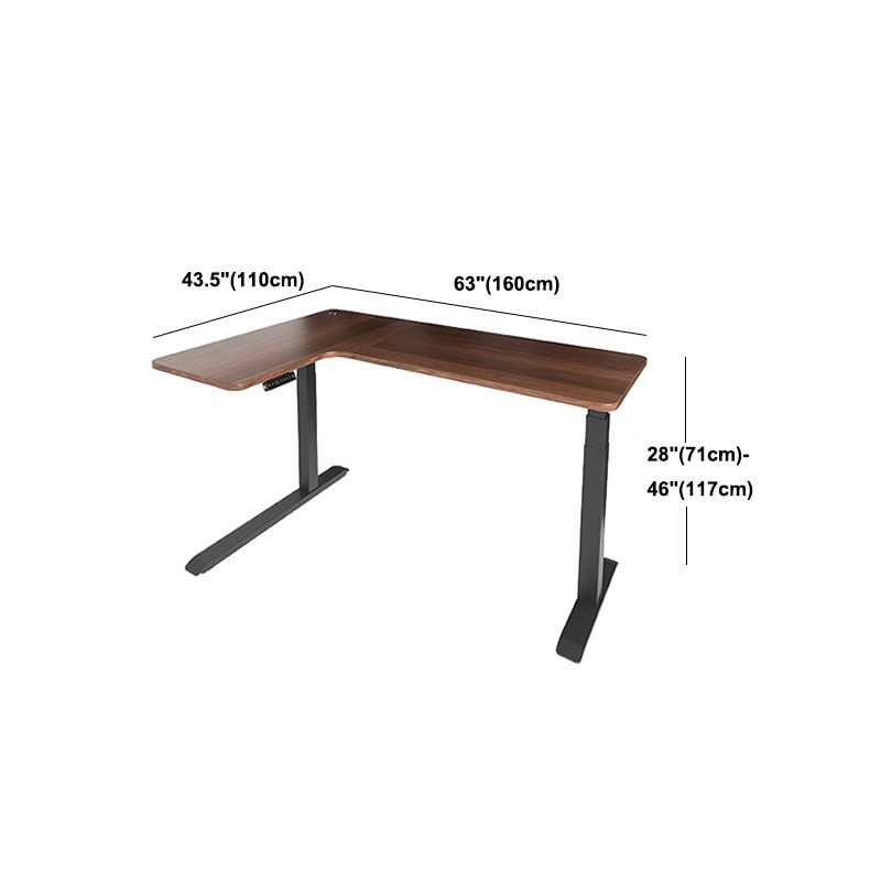 Tavolo da laptop a forma L contemporanei di scrittura in legno regolabile in marrone