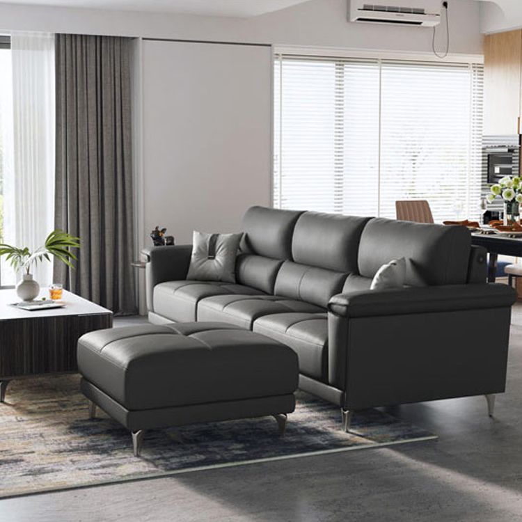 Divano sezionali a forma di L blu di divano a braccio quadrato