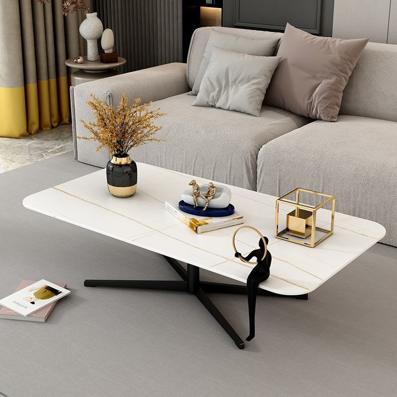 Table basse abstraite Rectangle Slate / Marble Top Cake Cocktail Table