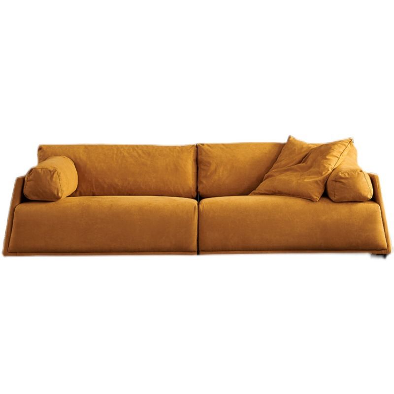 Leather Sofa Stationary Settee Solid Color Modern Sofa for Living Room