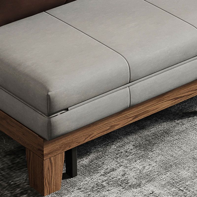 Faux Leather Armless Contemporary Bed Settee with Pillows in Grey Clearhalo 'furn' 'furn_sofas' 'Furniture' 'Living Room Furniture' 'Sofa' 'sofas' 1200x1200_50faaedf-64d5-4e35-a851-10c992094ec3