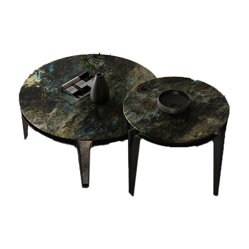 No Distressing Round Slate Contemporary 1 Coffee Table with 4 Metal Legs Clearhalo 'Coffee & Accent Tables' 'Coffee Tables' 'coffee_tables' 'furn' 'furn_coffee_tables' 'Furniture' 'Living Room Furniture' 1200x1200_50fb14f2-3aa8-46a4-8204-e9db59a0b9f5