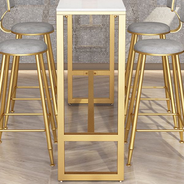 Glam Rectangle Bar Table Set 1/5 Pcs Metal Frame Bar Table with Upholstered Stools Clearhalo 'Bar Furniture' 'furn' 'furn_home_bar_bar_sets' 'Furniture' 'Home Bars & Bar Sets' 'home_bar_bar_sets' 'Kitchen & Dining Furniture' 1200x1200_50fb5513-80cd-49bd-b71d-441c485e33de