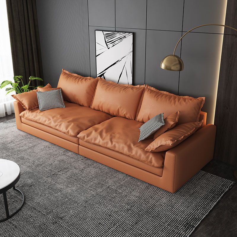 Faux Leather Living Room Sofa Square Arm Settee with Cushions Clearhalo 'furn' 'furn_sofas' 'Furniture' 'furniture_sofas' 'Living Room Furniture' 'Sofa' 'sofas' 1200x1200_50fe3d0a-05df-4022-b67f-04f365beb95b