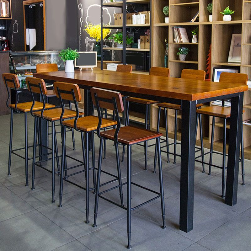 Destina di bistrot in stile industriale tavolo da pub rettangolo in legno massiccio in marrone