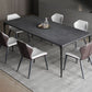 Modern Rectangular Grey Stone Top Dining Table with 4 Black Legs Clearhalo 'Dining Tables & Seating' 'Dining Tables' 'dining_table' 'furn' 'furn_dining_table' 'Furniture' 'Kitchen & Dining Furniture' 1200x1200_51043f48-2f0f-4606-a772-2c7405b98dd9