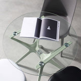 31.5" Modern Style Dining Table Round Glass Pedestal Dining Table for Home Use Clearhalo ' dining_table' 'Dining Tables & Seating' 'Dining Tables' 'furn' 'furn_dining_table' 'Furniture' 'furniture_dining_table' 'Kitchen & Dining Furniture' 'kitchen&dining_furn' 'kitchen' 'kitchen_dining_table' 1200x1200_5104a433-f9da-4cd6-8e7b-bd8951f4d67a