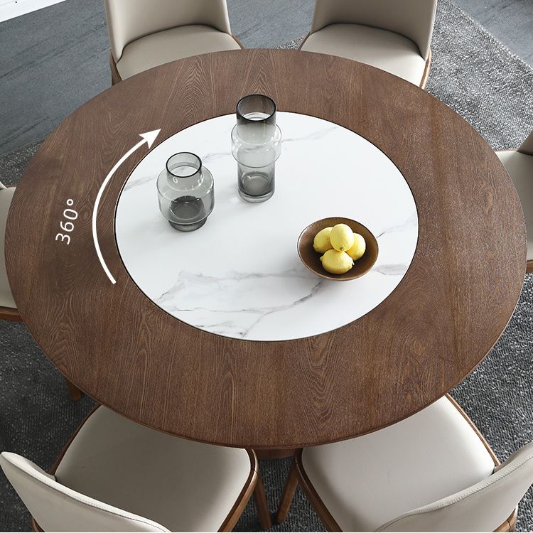 Juego de comedor de madera sólida 1/2/5/7 PCS Mesa base de pedestal con sillas tapizadas