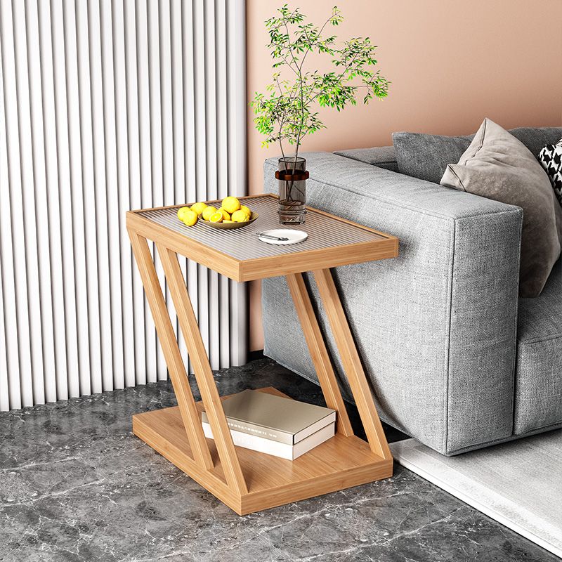 Rettangolare in legno in legno in vetro contemporaneo con tavolino