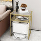 Modern Rectangular Glass Top Side Table Iron Frame End Table with Shelf