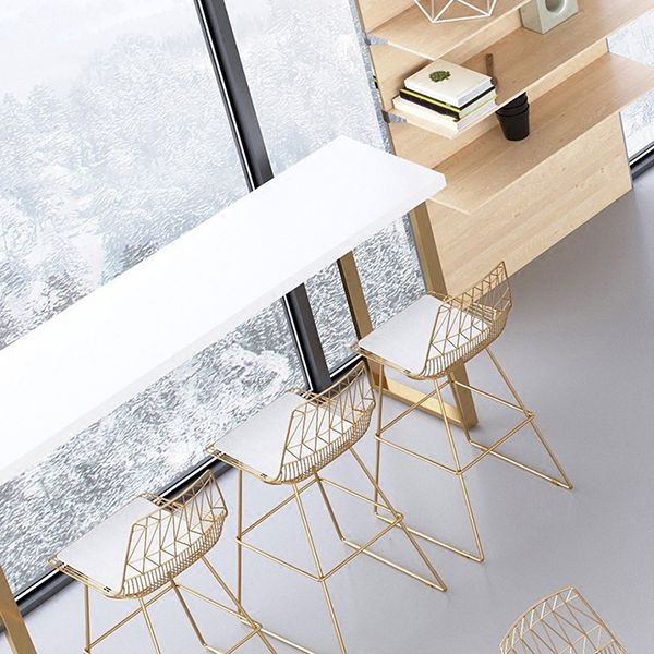 Tavolo da pub glam con tavolo da barra in legno in legno bianco in metallo in metallo oro