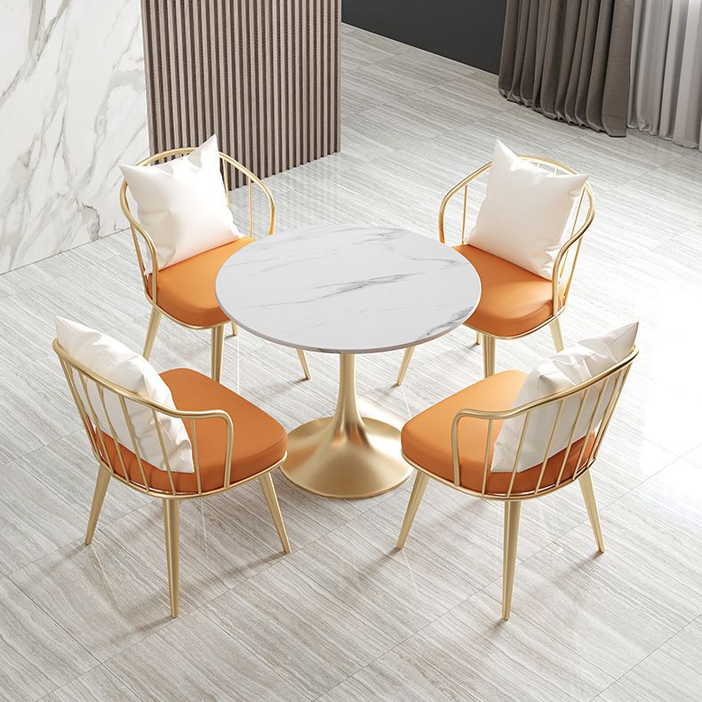 Glam Sintered Stone White Dining Room Set with Round Table and Metal Base Dining Table Furniture Clearhalo 'Dining Room Sets' 'Dining Tables & Seating' 'dining_room_set' 'furn' 'furn_dining_room_set' 'Furniture' 'furniture_dining_room_set' 'Kitchen & Dining Furniture' 'kitchen&dining_furn' 'kitchen' 1200x1200_5109bf4a-bcf4-48e8-b8f7-1a0a59df6fcc
