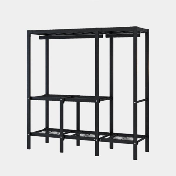 Black Steel Frame Wardrobe Contemporary Folding Wardrobe Armoire Clearhalo 'Armoires & Wardrobes' 'armoires_wardrobes' 'Bedroom Furniture' 'furn' 'furn_armoires_wardrobes' 'Furniture' 1200x1200_510c388d-b63b-4d97-aaf7-135bfa18ffe4