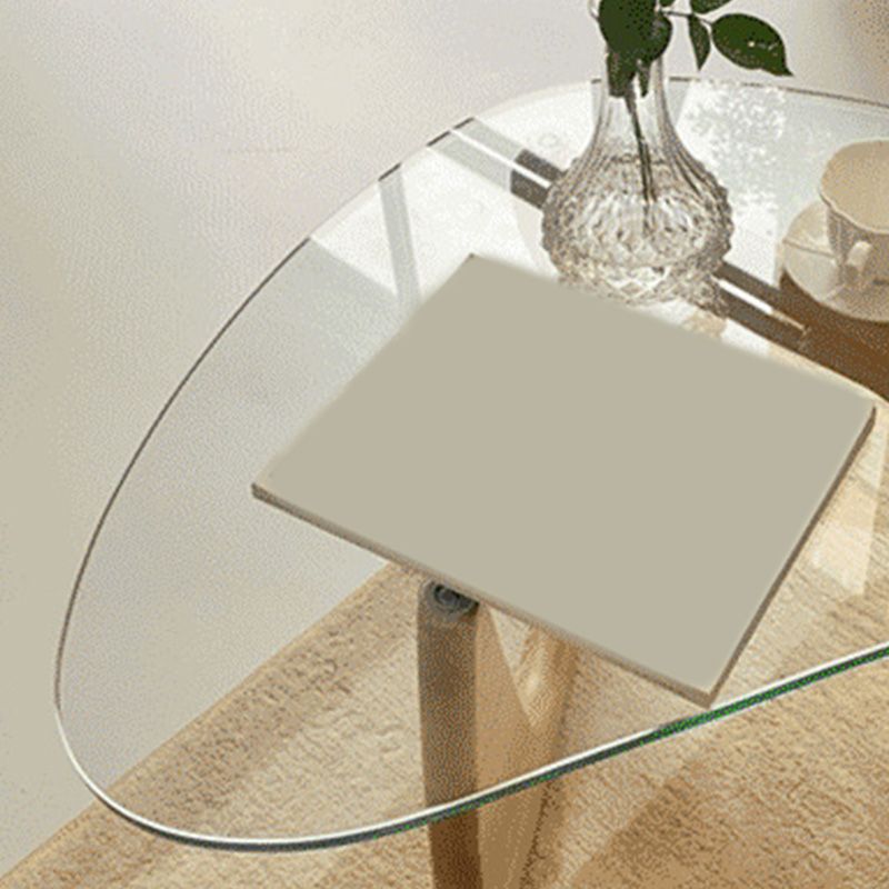 Abstract Base Design Wood/brown/black Solid Wood Tempered Glass Countertops Side Table Clearhalo 'Coffee & Accent Tables' 'End & Side Tables' 'end_side_table' 'end_side_tables' 'furn' 'furn_end_side_tables' 'Furniture' 'furniture_end_side_table' 'Living Room Furniture' 1200x1200_510c8242-660d-47ed-affd-9367aefb24c5