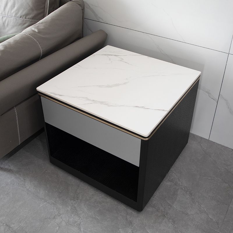 Stone Block 1-Drawer Shelf Included Side Table with Wood Accents - 20.47" H