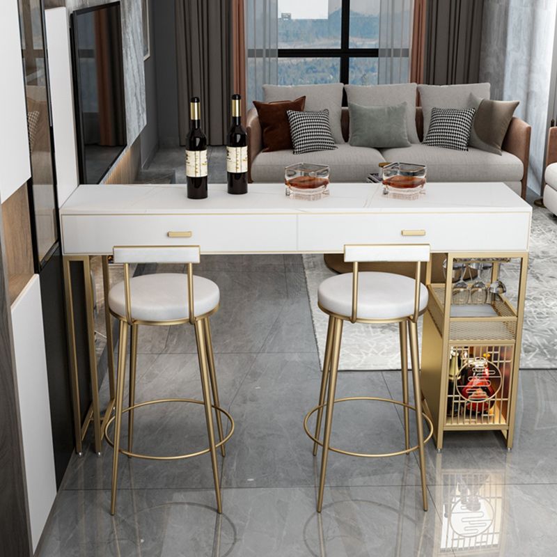 Glam Style Bar Table 42-inch Height Stone Top Pub Table with Two Drawer Clearhalo 'Bar Furniture' 'Bar Tables' 'bar_tables' 'furn' 'furn_bar_tables' 'Furniture' 'Kitchen & Dining Furniture' 1200x1200_510e2119-4400-4643-b2c3-346b18da2806
