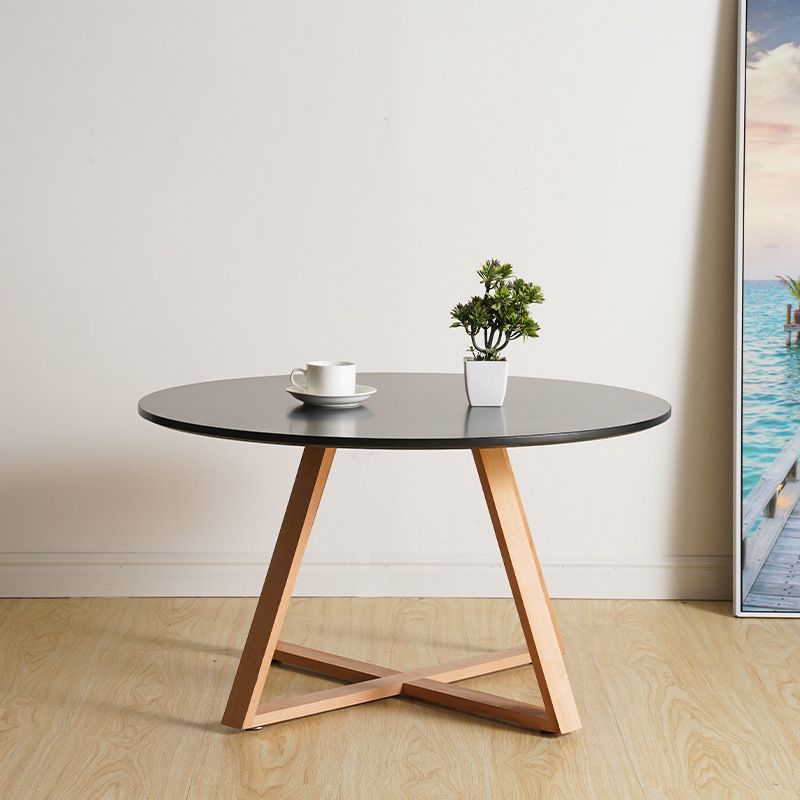 Table basse ronde en bois de style moderne, table de cocktail à pieds croisés