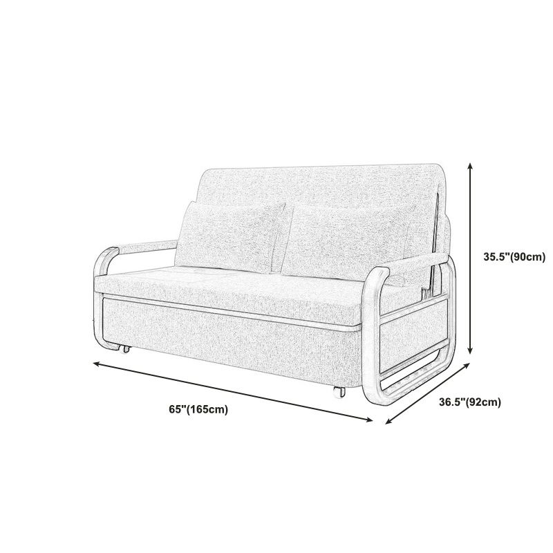 Contemporary Tight Back Sofa Bed Square Arm Fabric Sofa with Storage