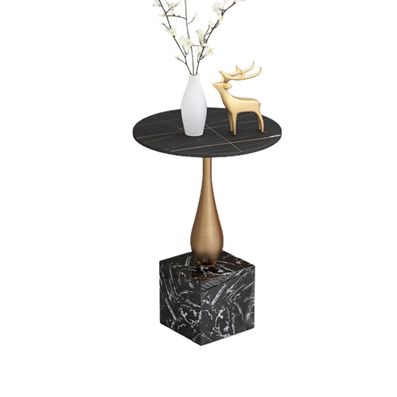 Modern 13.77" Wide End Table Round Stone Top Pedestal Side Table Clearhalo 'Coffee & Accent Tables' 'End & Side Tables' 'end_side_tables' 'furn' 'furn_end_side_tables' 'Furniture' 'Living Room Furniture' 1200x1200_511023b5-81de-4da8-bfe3-4e0fb66c48a8
