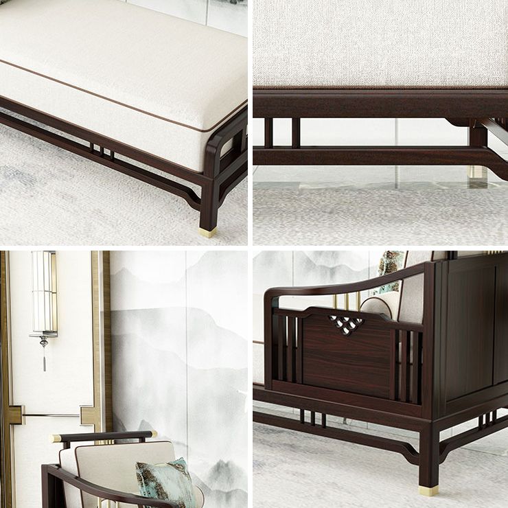 Traditional Style Cotton Chaise Lounge Bedroom Recessed Arms Chaise