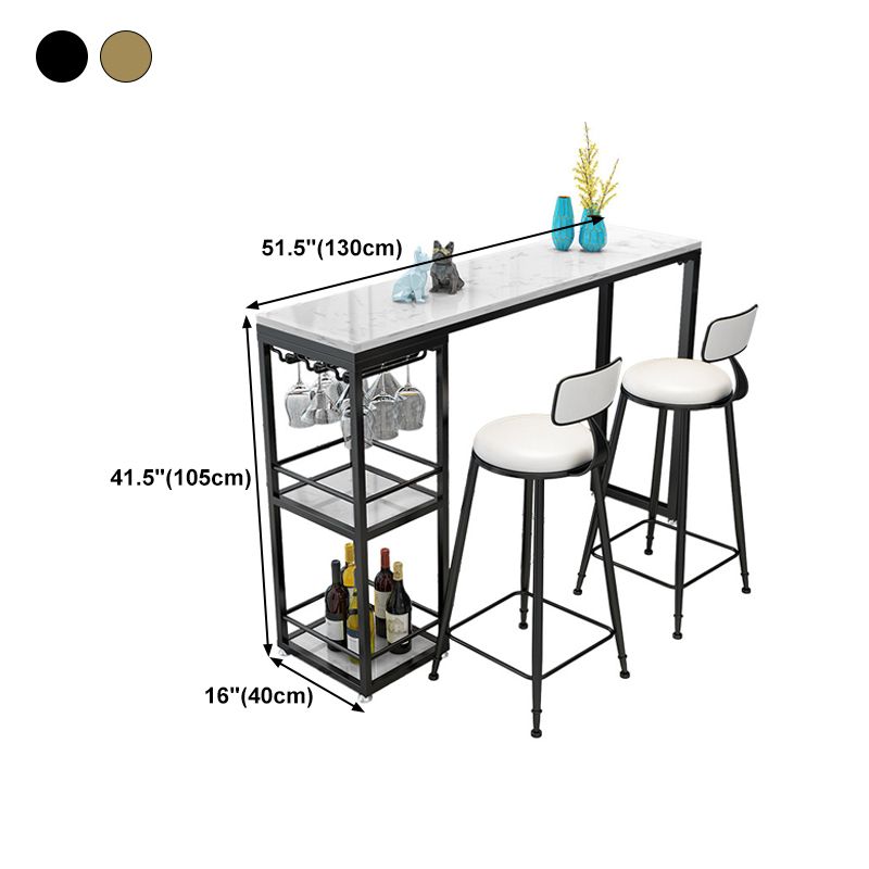 Stone Rectangle Bar Table White Contemporary Bar Table with Sled Base Clearhalo 'Bar Furniture' 'Bar Tables' 'bar_tables' 'furn' 'furn_bar_tables' 'Furniture' 'furniture_bar_tables' 'Kitchen & Dining Furniture' 1200x1200_5111fe84-7d3d-4250-b12f-0b47db2fc9e4