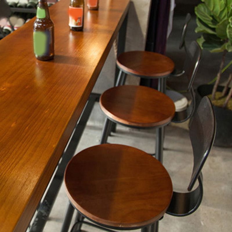 Table de bar de style industriel Table de pub de bistro en bois massif en fer noir